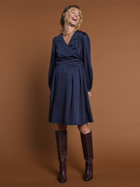 Robe Noël cache coeur de grossesse marine+vert sapin - vertbaudet enfant 
