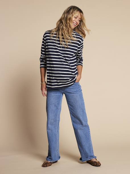 Gepersonaliseerde zwangerschaps- en borstvoedingstrui met strepen ENVIE DE FRAISE marineblauw - vertbaudet enfant 
