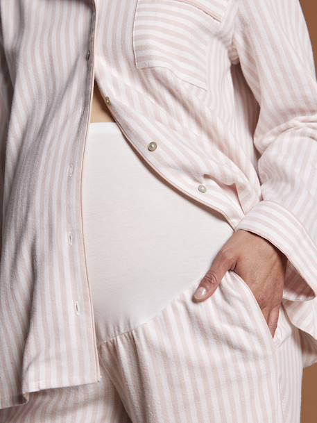 Pyjama rayé en flanelle grossesse et allaitement rayé rose - vertbaudet enfant 