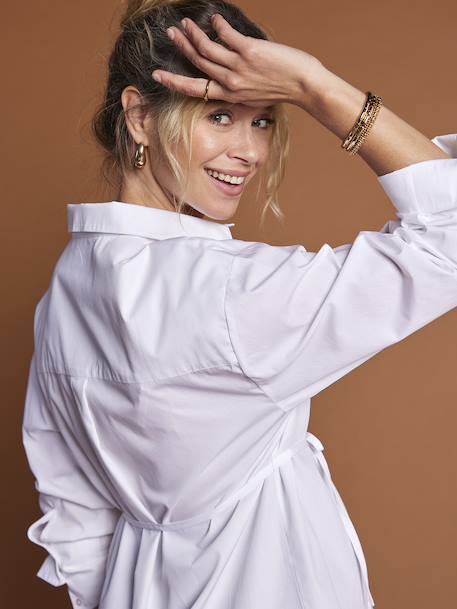 Chemise de grossesse et allaitement forme longue écru - vertbaudet enfant 