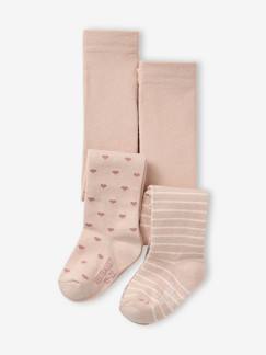 Bébé-Chaussettes, Collants-Lot de 2 paires de collants fantaisie bébé fille