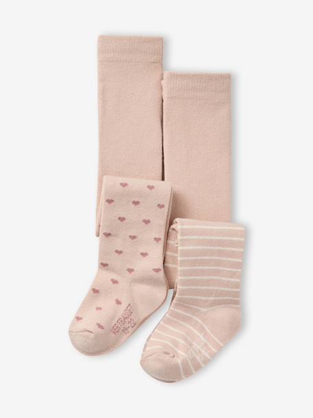 Lot de 2 paires de collants fantaisie bébé fille rose pâle - vertbaudet enfant 