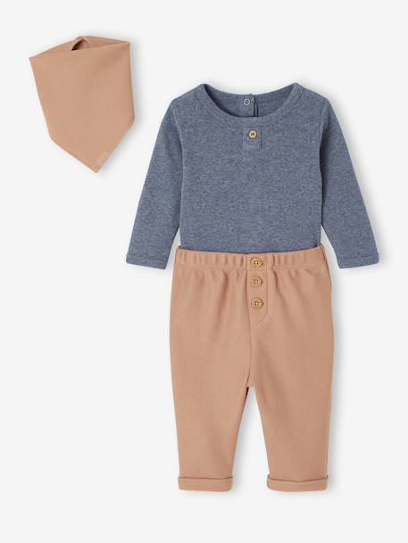 3-delig babypakje met body + broek + sjaal kameel - vertbaudet enfant 