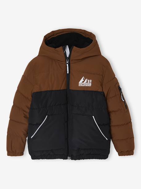 Garçon-Doudoune garçon bicolore doublée polaire à capuche