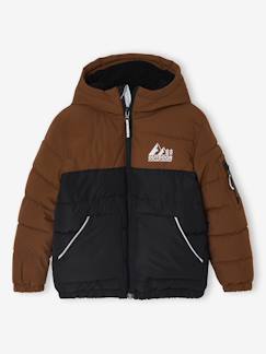 Jongens-Mantel, jas-Tweekleurig jongensjack met kap en gerecyclede polyester vulling