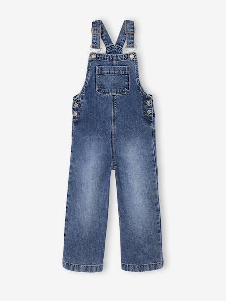 Wijde salopet van jeans voor meisjes denimgrijs+middenblauw+stone+zwart denim - vertbaudet enfant 