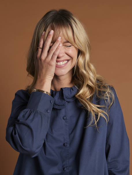 Borstvoedingsblouse met ruches ENVIE DE FRAISE nachtblauw - vertbaudet enfant 