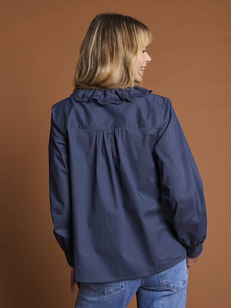Borstvoedingsblouse met ruches ENVIE DE FRAISE nachtblauw - vertbaudet enfant 