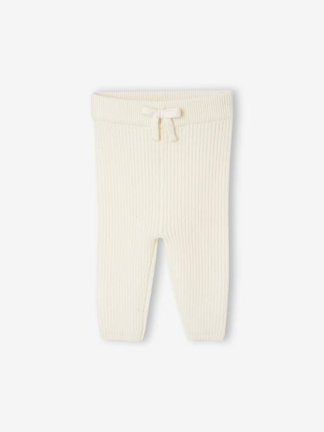 Babypakje 4-delige set in effen tricot vestje + broek + sloffen + body ecru - vertbaudet enfant 