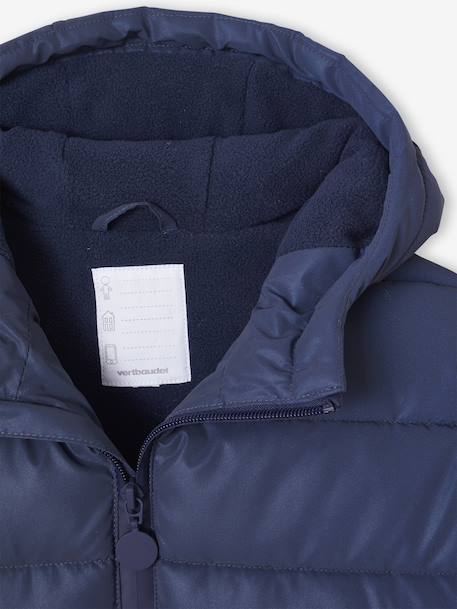 Doudoune à capuche doublée polaire garçon effet réfléchissant Gris+marine - vertbaudet enfant 