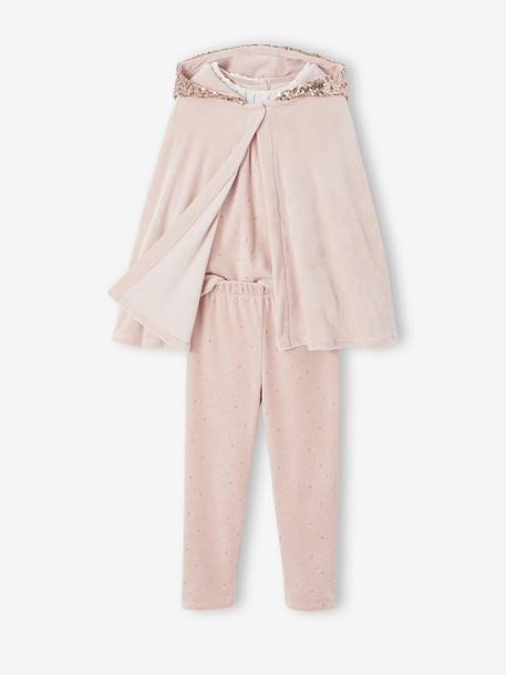 Set pyjama voor meisjes met cape en pailletten roze (poederkleur) - vertbaudet enfant 