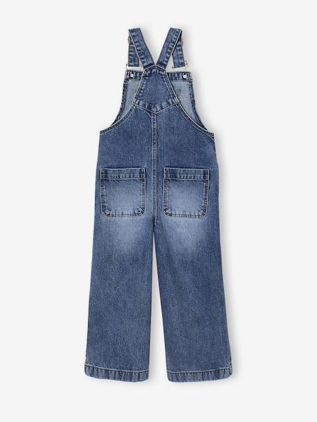 Wijde salopet van jeans voor meisjes denimgrijs+middenblauw+stone+zwart denim - vertbaudet enfant 