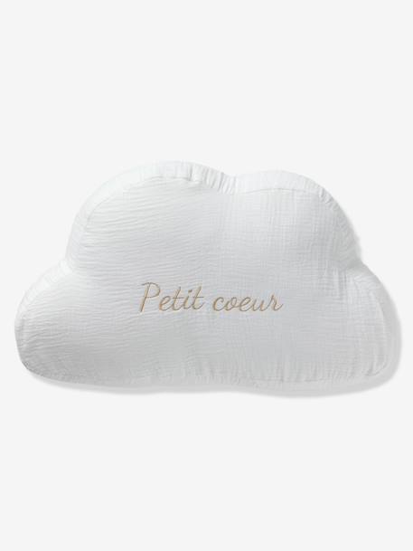 Personaliseerbaar kussen van katoengaas Wolk ecru+grijsblauw+kaneel+roze (poederkleur) - vertbaudet enfant 