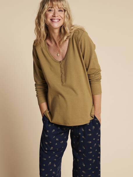 2-delige homewear set voor zwangerschap en borstvoeding ENVIE DE FRAISE olijf - vertbaudet enfant 