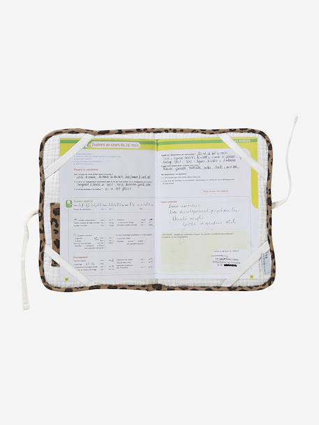 Beschermhoes voor schrift in ENVIE DE FRAISE luipaardkatoengaas, te personaliseren beige - vertbaudet enfant 