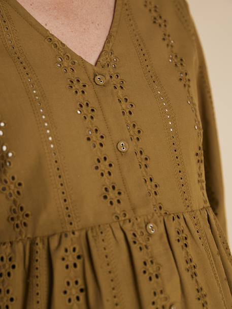 Blouse voor zwangerschap en borstvoeding in Engels borduurwerk ENVIE DE FRAISE olijf - vertbaudet enfant 