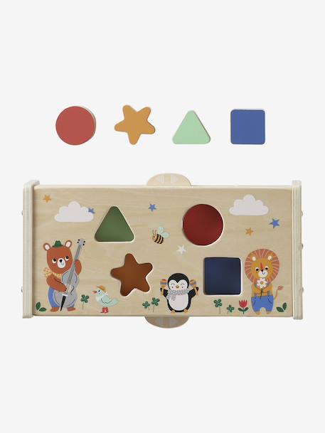Boîte à formes 2 en 1 LES ANIMAUX JOYEUX en bois FSC® jaune - vertbaudet enfant 