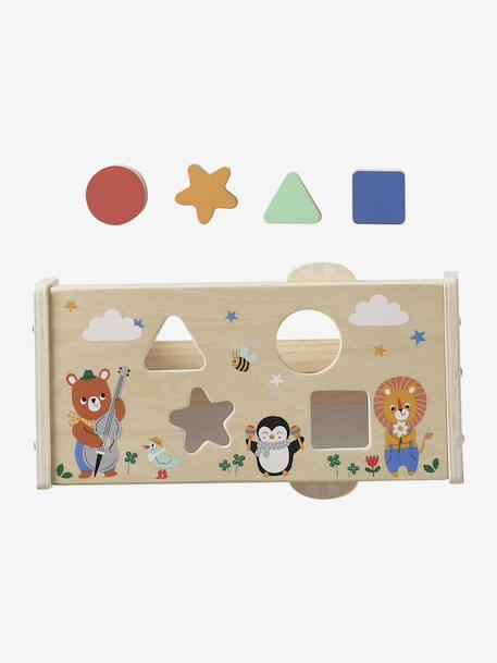 Boîte à formes 2 en 1 LES ANIMAUX JOYEUX en bois FSC® jaune - vertbaudet enfant 