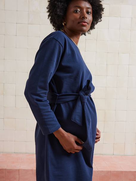 Korte zwangerschapsjurk in sweaterstof van molton marineblauw - vertbaudet enfant 