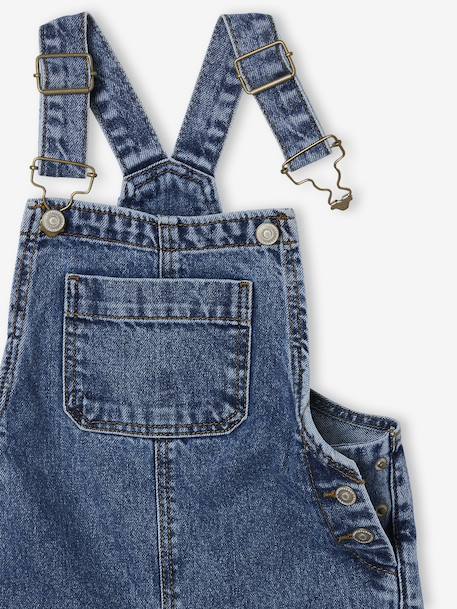 Wijde salopet van jeans voor meisjes denimgrijs+middenblauw+stone+zwart denim - vertbaudet enfant 
