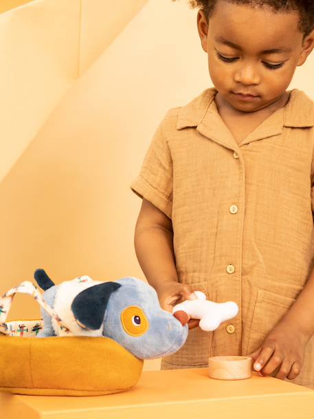 Peluche animal et son panier S bleu+rose - vertbaudet enfant 