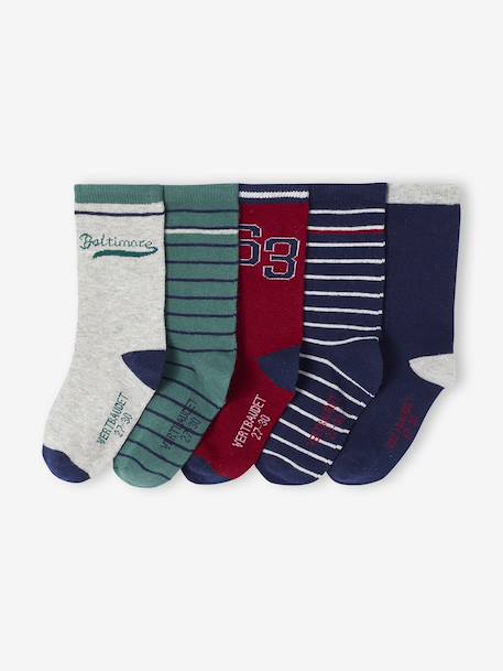 Lot de 5 paires de chaussettes « Baltimore » garçon encre - vertbaudet enfant 