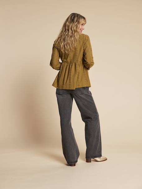 Blouse voor zwangerschap en borstvoeding in Engels borduurwerk ENVIE DE FRAISE olijf - vertbaudet enfant 