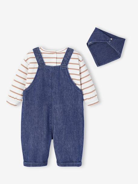 Ensemble 3 pièces naissance body + salopette + foulard stone - vertbaudet enfant 