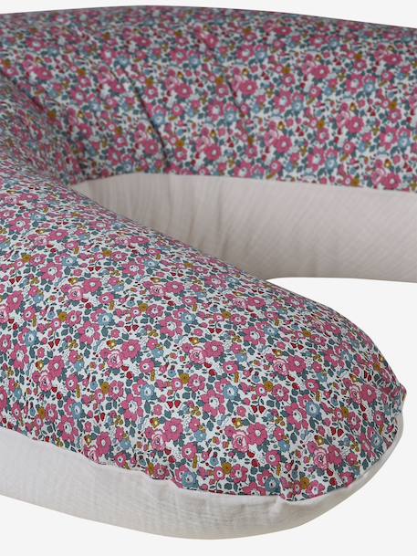 Coussin et housse d'allaitement gaze coton et Liberty rose pâle - vertbaudet enfant 