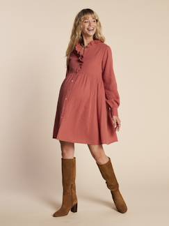 Vêtements de grossesse-Robe-Robe de grossesse et allaitement en gaze de coton