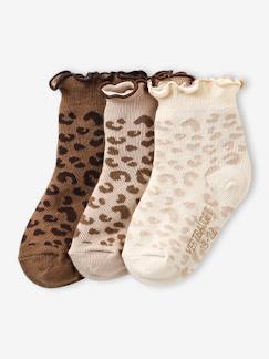 Bébé-Chaussettes, Collants-Lot de 3 paires de chaussettes bébé fille motifs léopard