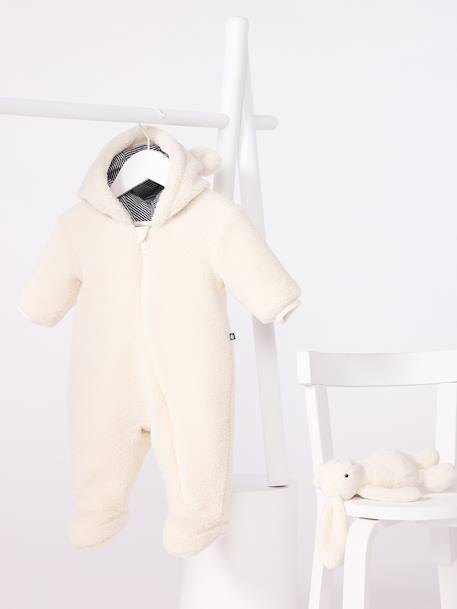 Babypakje baby in sherpa met oren en gevoerd met milleraies PETIT BATEAU ecru - vertbaudet enfant 