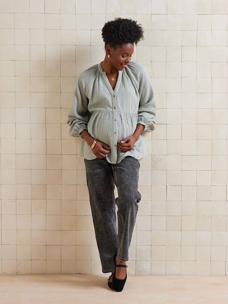 Blouse grossesse et allaitement en gaze coton biologique* vert sauge - vertbaudet enfant 