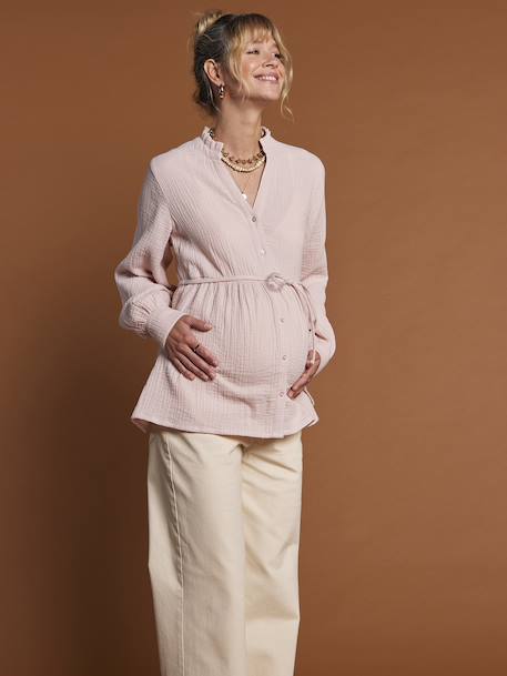 Blouse en gaze de coton grossesse et allaitement blush - vertbaudet enfant 