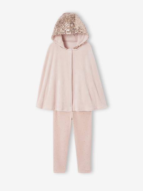Ensemble Pyjama Fille Cape Sequins rose poudré - vertbaudet enfant 