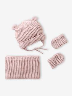 Bébé-Accessoires-Ensemble bonnet, snood et moufles bébé