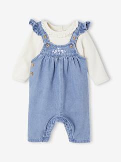 Ensemble 2 pièces naissance salopette en denim + body  - vertbaudet enfant