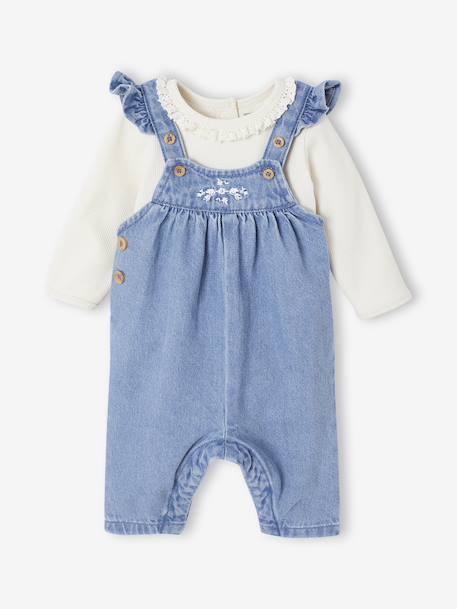 Bébé-Ensemble 2 pièces naissance salopette en denim + body