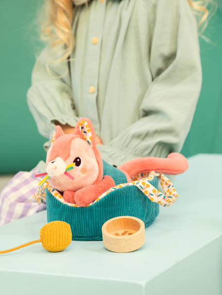 Peluche animal et son panier S bleu+rose - vertbaudet enfant 
