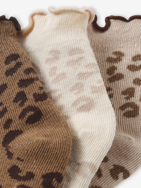 Lot de 3 paires de chaussettes bébé fille motifs léopard cannelle - vertbaudet enfant 