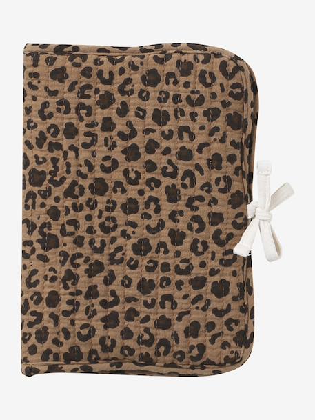 Beschermhoes voor schrift in ENVIE DE FRAISE luipaardkatoengaas, te personaliseren beige - vertbaudet enfant 