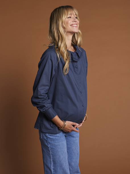 Borstvoedingsblouse met ruches ENVIE DE FRAISE nachtblauw - vertbaudet enfant 