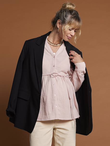 Blouse en gaze de coton grossesse et allaitement blush - vertbaudet enfant 