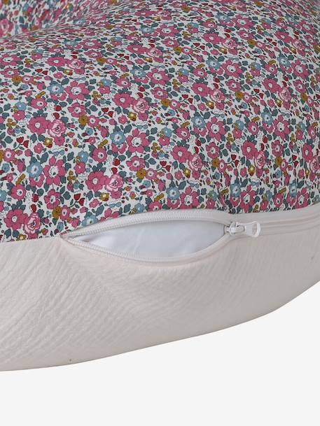 Coussin et housse d'allaitement gaze coton et Liberty rose pâle - vertbaudet enfant 