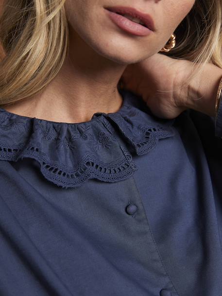Borstvoedingsblouse met ruches ENVIE DE FRAISE nachtblauw - vertbaudet enfant 