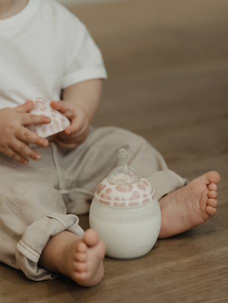 BibRond 150 ml ELHEE-fles roze, bedrukt+wit, bedrukt - vertbaudet enfant 