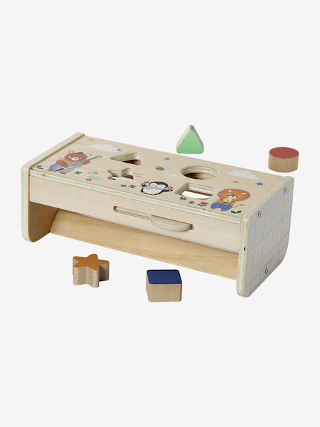 Boîte à formes 2 en 1 LES ANIMAUX JOYEUX en bois FSC® jaune - vertbaudet enfant 