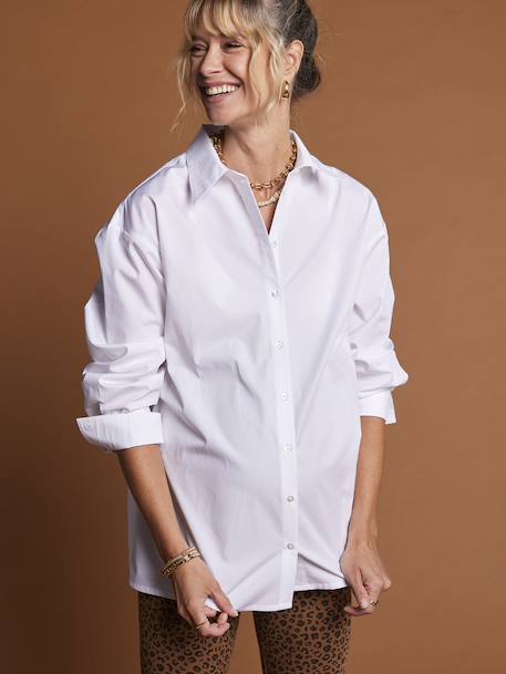 Chemise de grossesse et allaitement forme longue écru - vertbaudet enfant 