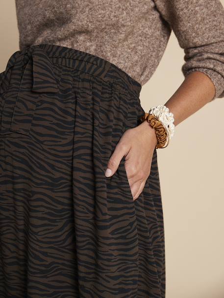 Lange zwangerschapsrok met zebraprint ENVIE DE FRAISE chocoladebruin - vertbaudet enfant 