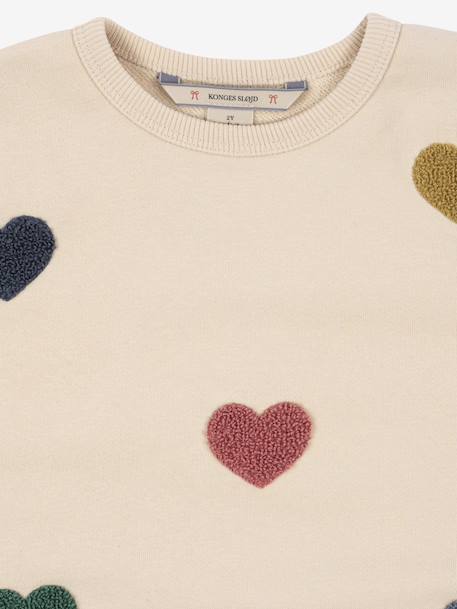 Sweat-shirt Lou motifs coeurs beige - vertbaudet enfant 